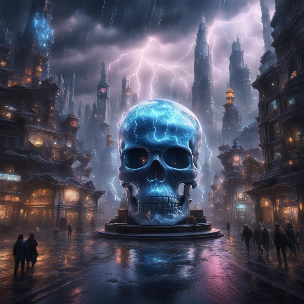 Cityscape in Crystal Skull: Detailed Matte Painting