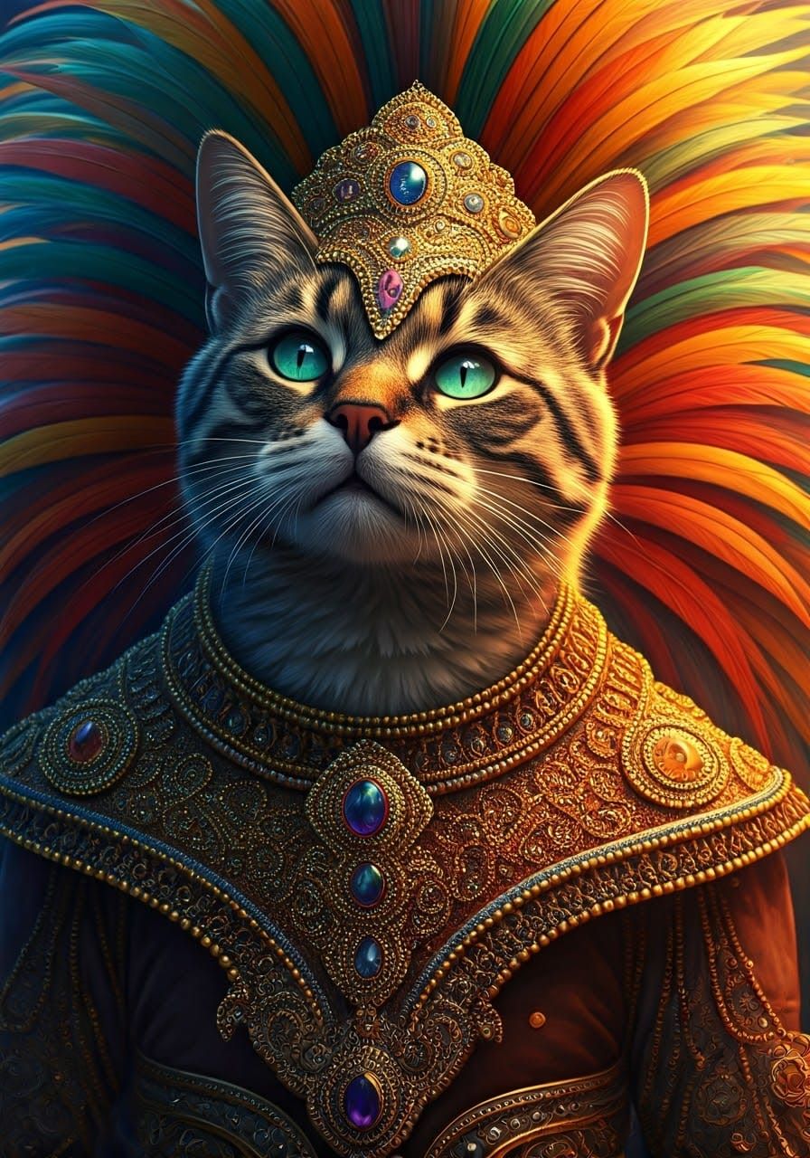 Majestic Cat Celebrates Rio Carnival in Elaborate Mardi Gras...