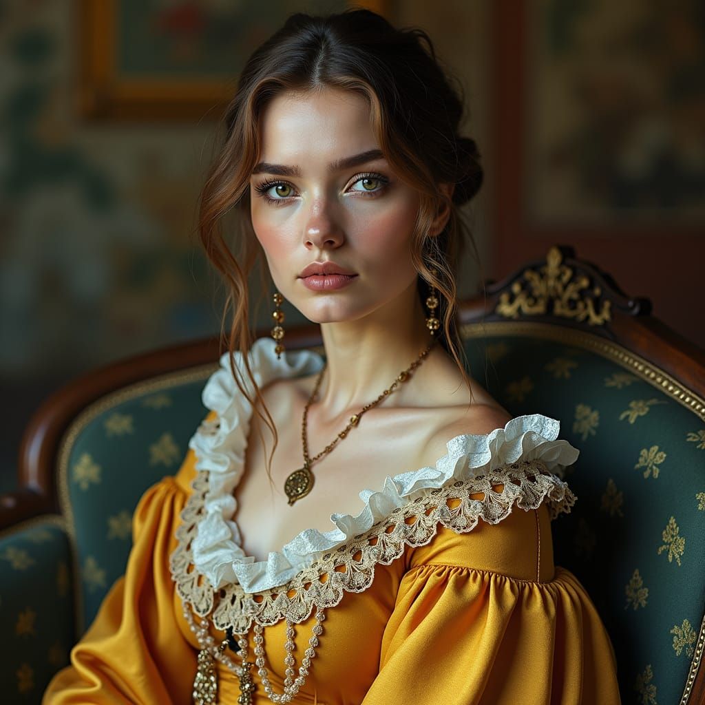 Breathtaking Portrait of a Stunning Woman in Exquisite Attir...