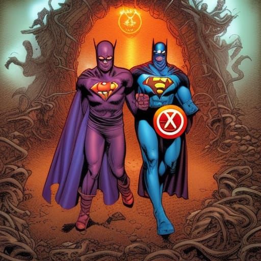 Superheroes at the Gates of Hell Comic Art