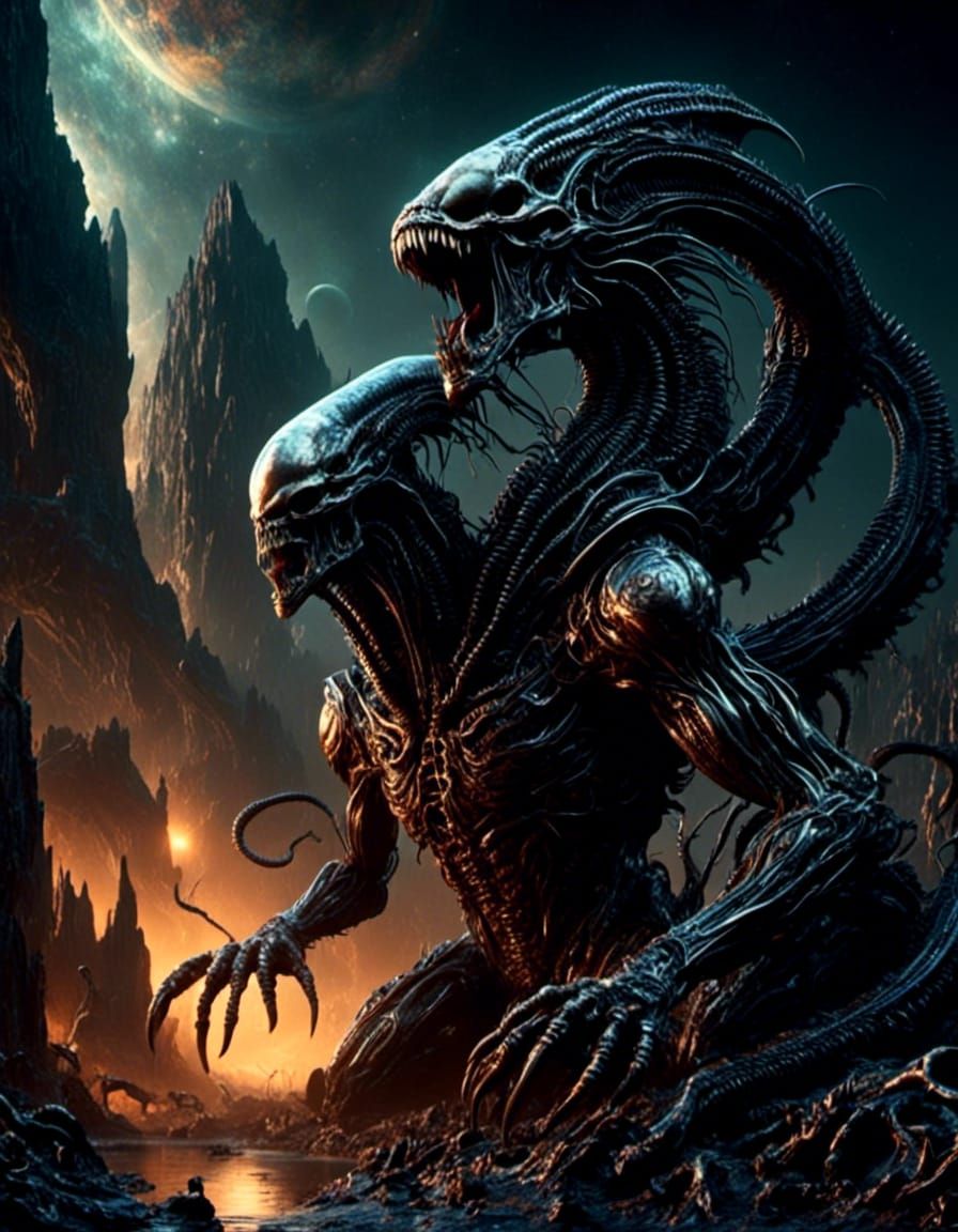 <lora:Xenomorph:1.0> <lora:Sun0fKor:1.0> alien god roaring d...