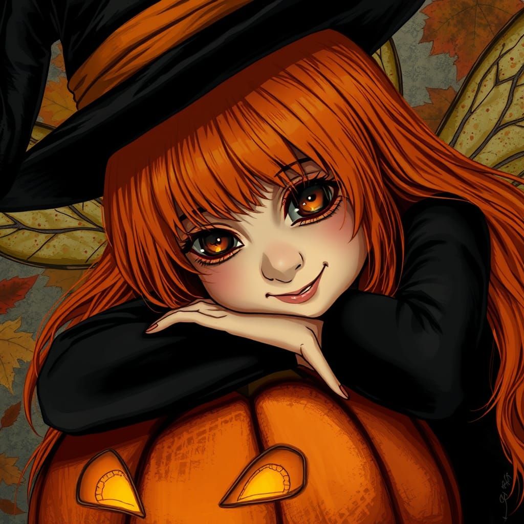 Autumn Fairy with Jack-o'-Lantern in Sinister Style