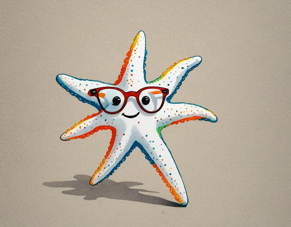 Starfish Scientist: Minimalist Ink Cartoon Poster