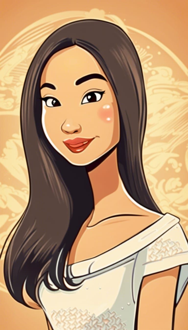 Filipina Cartoon Character with Rice Bowl Hair