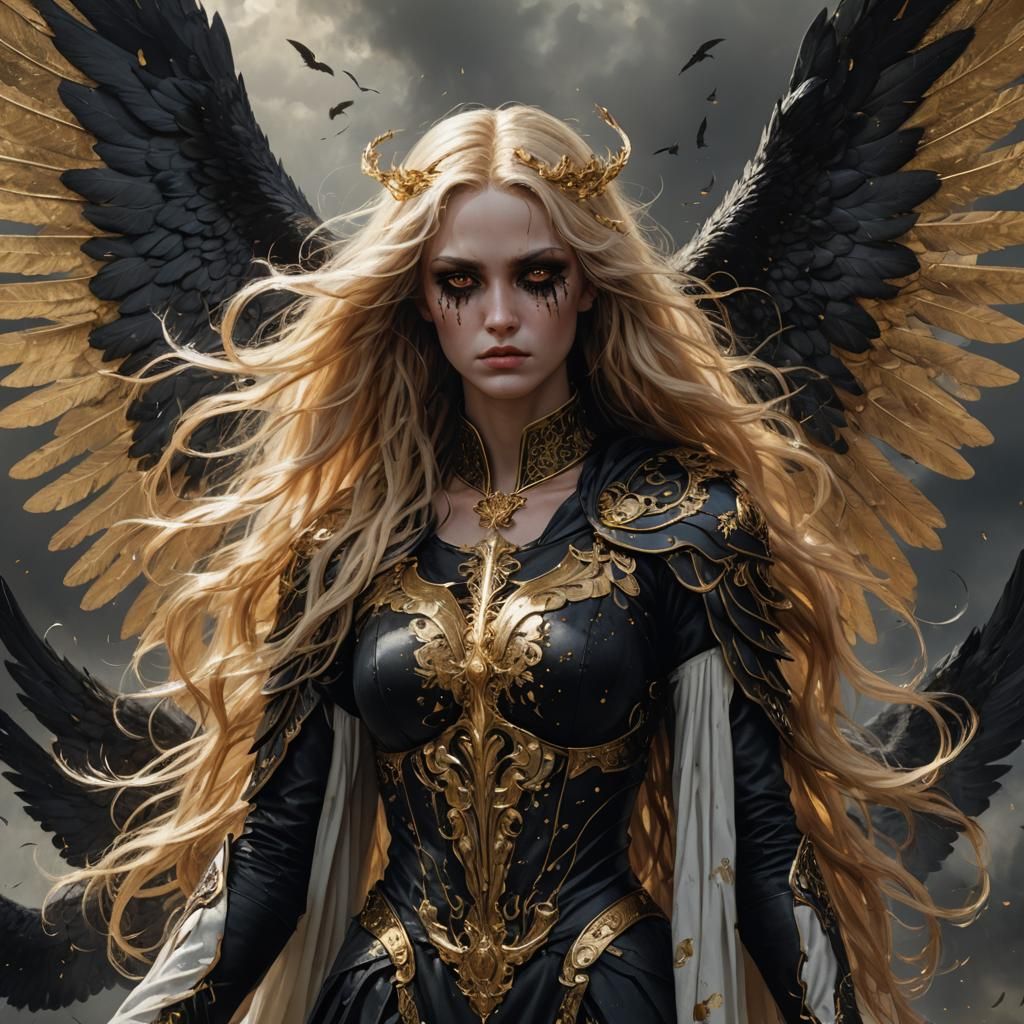 Fallen Aasimar Angel with Black Wings
