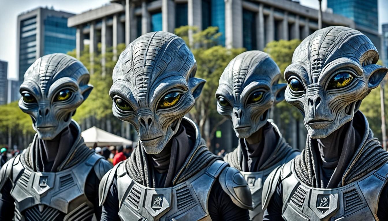 Aliens Visit Mexico City: Hyperrealistic Selfie