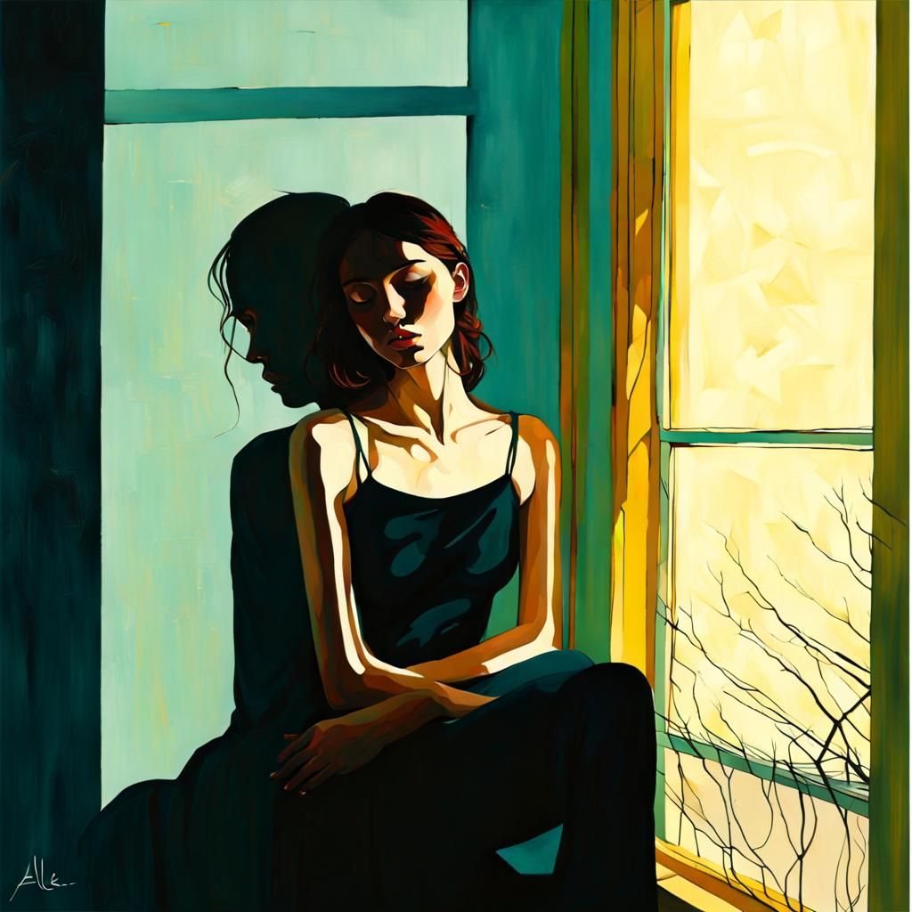 Girl in Minimalist Painting Style