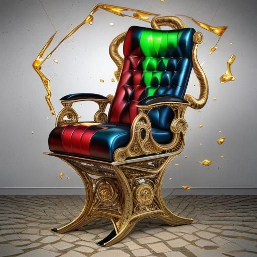 Hyperdetailed Metallic Electric Chair on Stony Ground