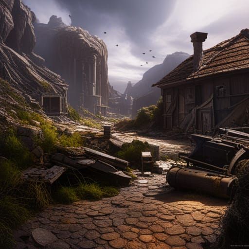 Veteran's Lost Hope: A Matte Painting of War Trauma