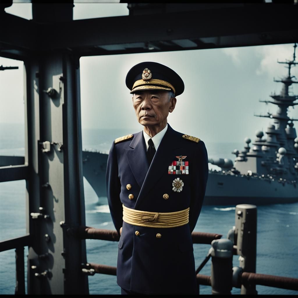 Japanese Admiral on Battleship Yamato, 1944