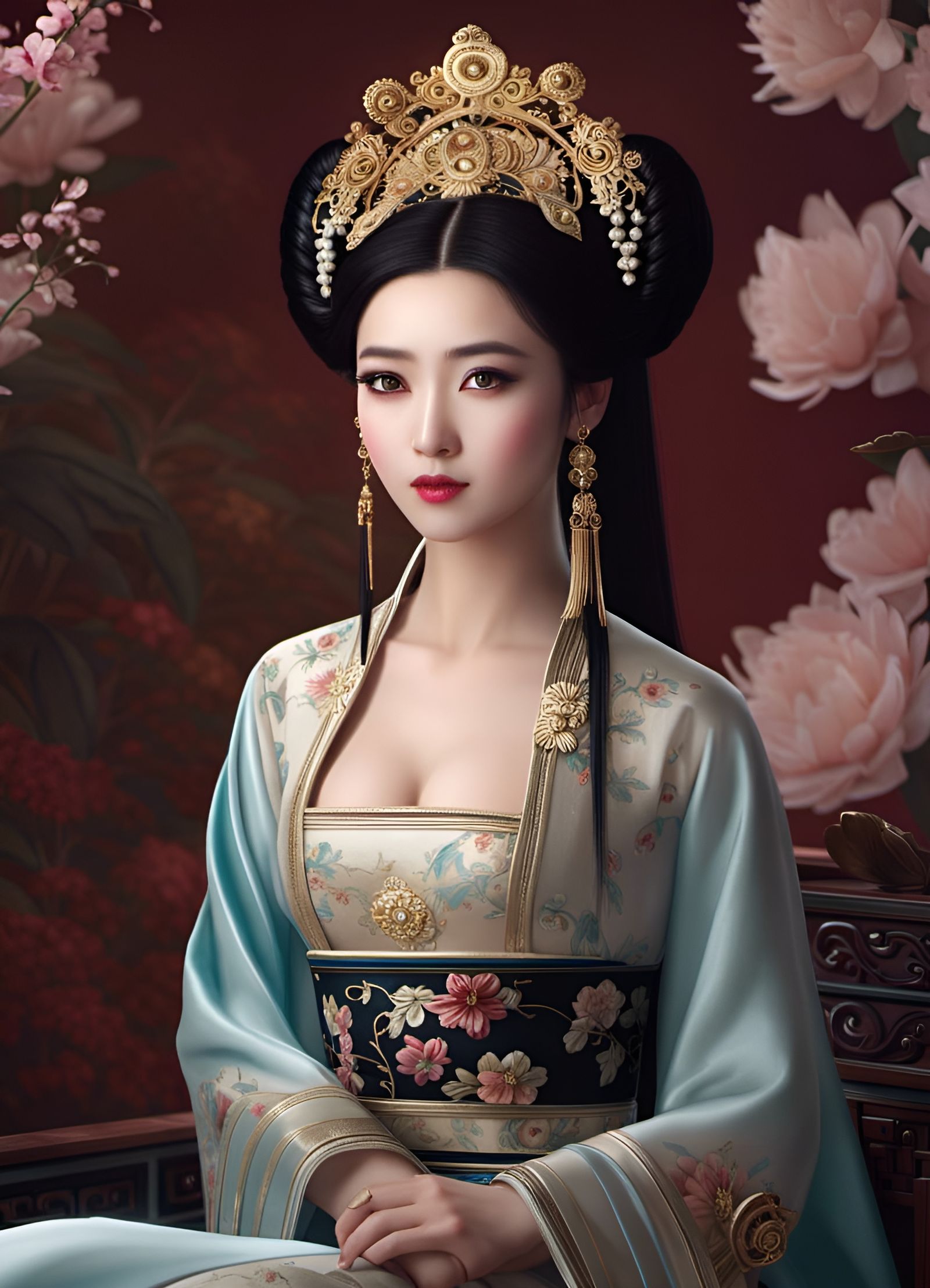 Elegant Chinese Empress in Traditional Royal Fashion