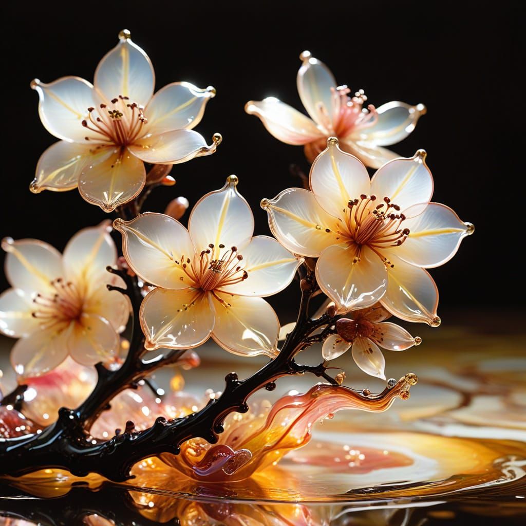 Surreal Glass Apple Blossoms in Ethereal Beauty