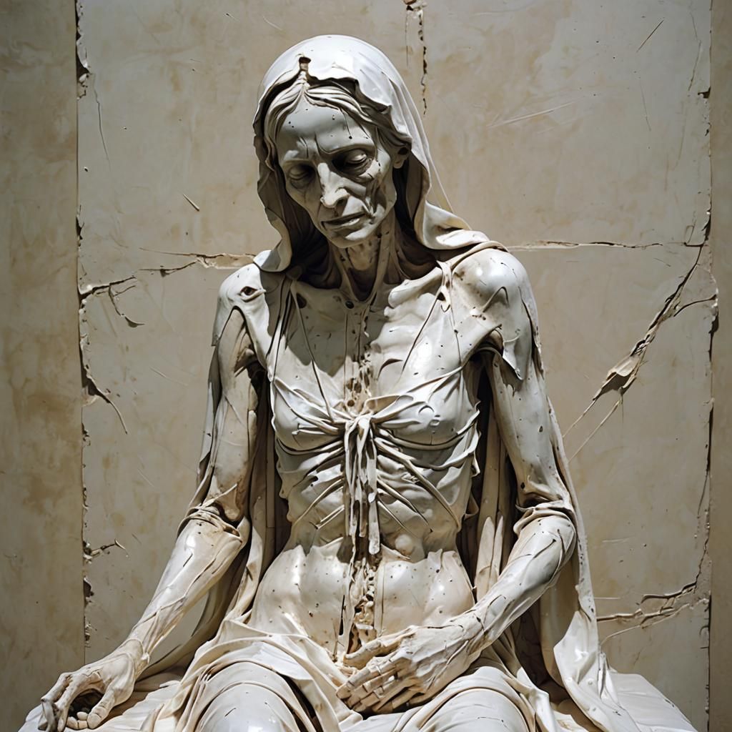 Avant-Garde Dadaist Pieta Sculpture in White Plaster