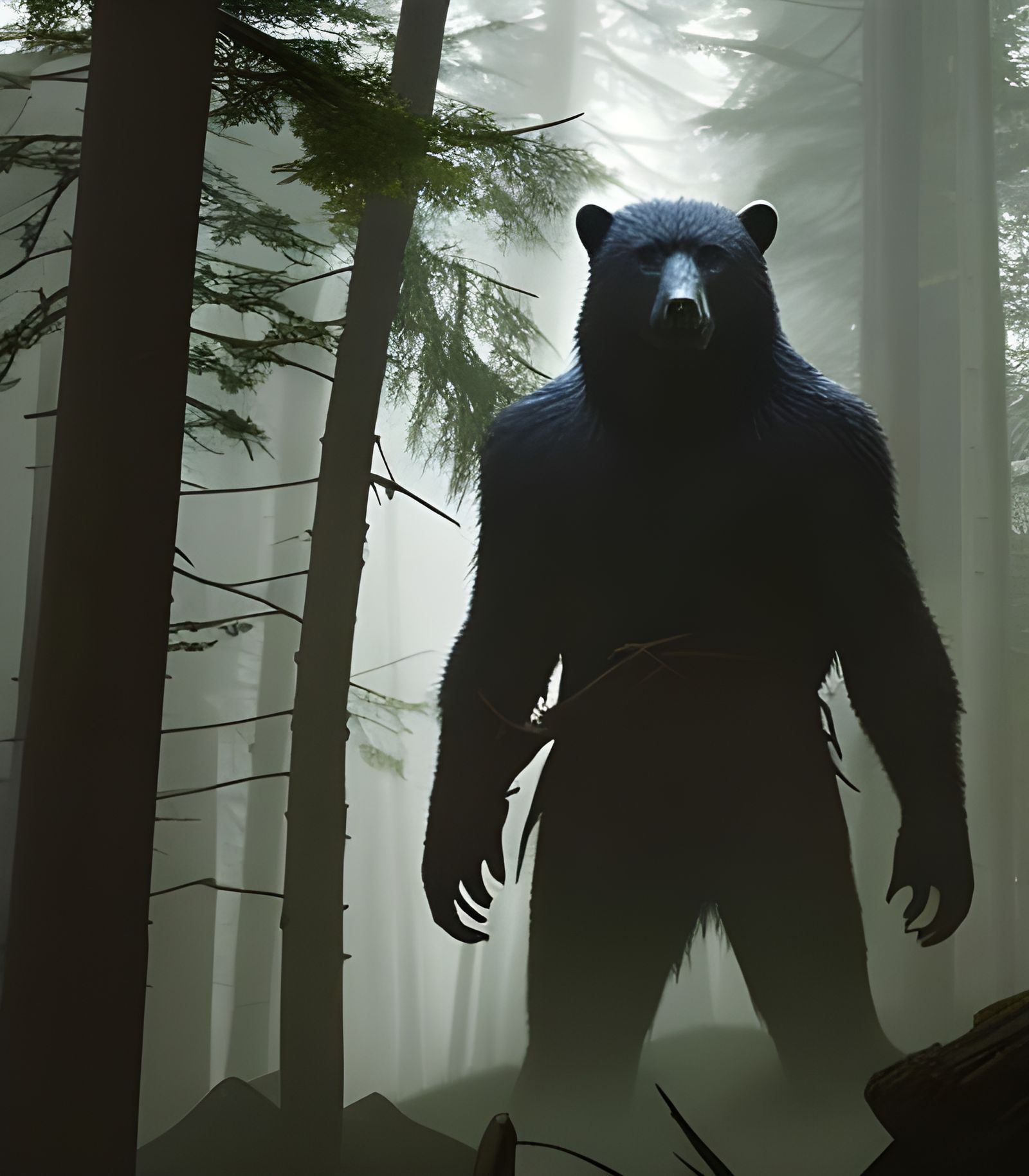 Slenderman Bear in Dark Fantasy Style