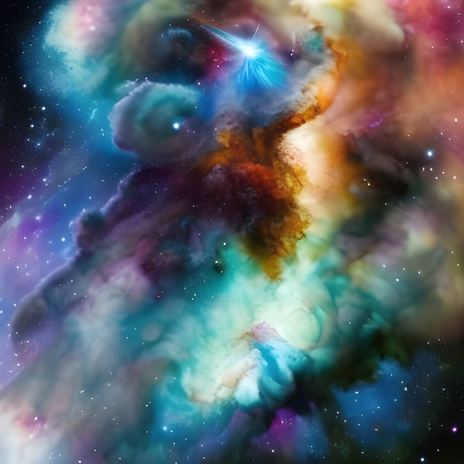 Bear Galaxy with Nebulae, Detailed Space Art