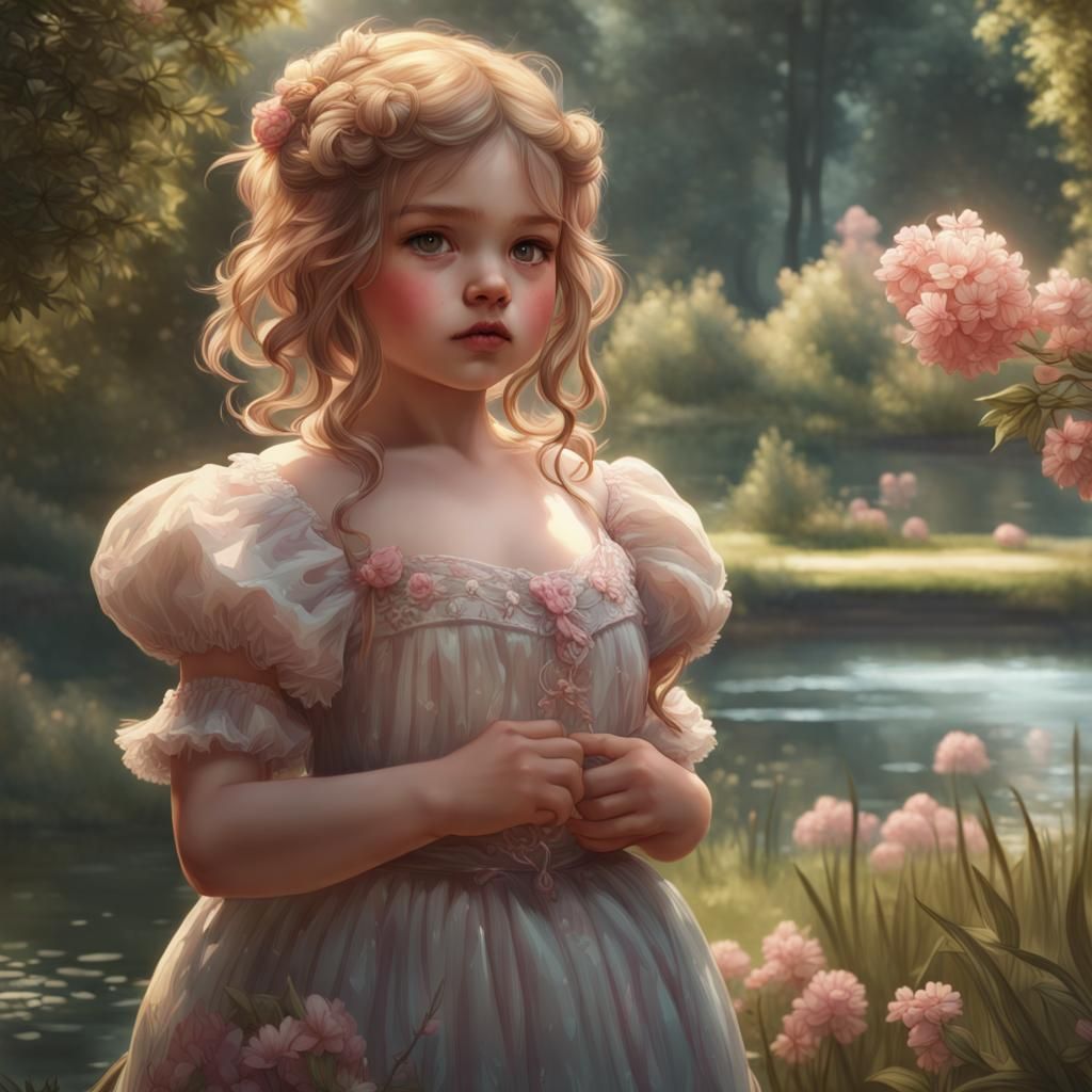 Girl in Garden: Hyperdetailed Portrait in Artgerm Style