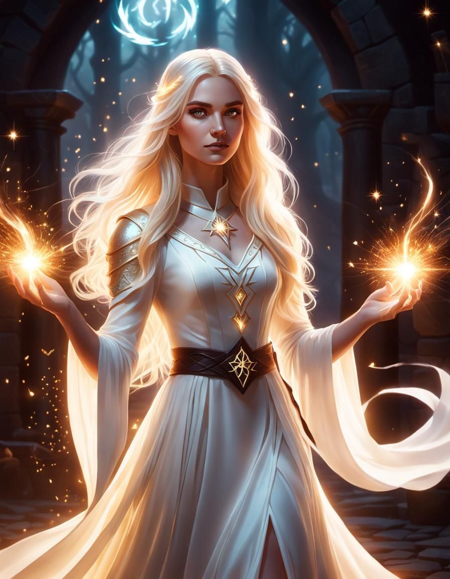 Young Wizard Casting Magic in a Dreamy Landscape