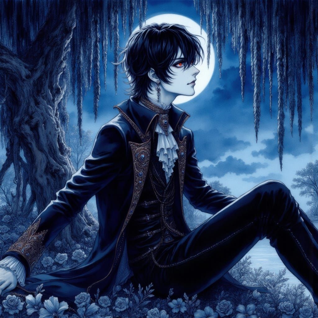 French-Canadian Man in Blue Night Scene