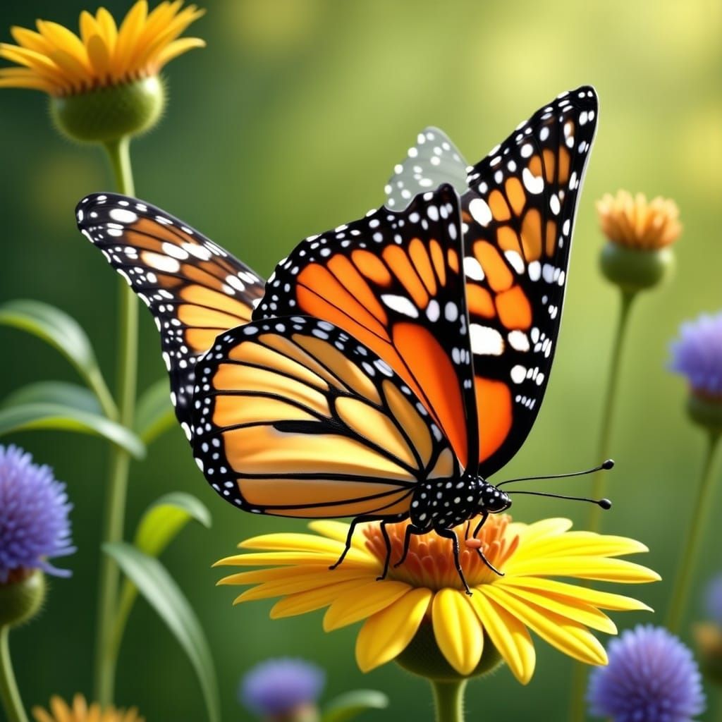 Adorable 3D Render of a Chibi Monarch Butterfly