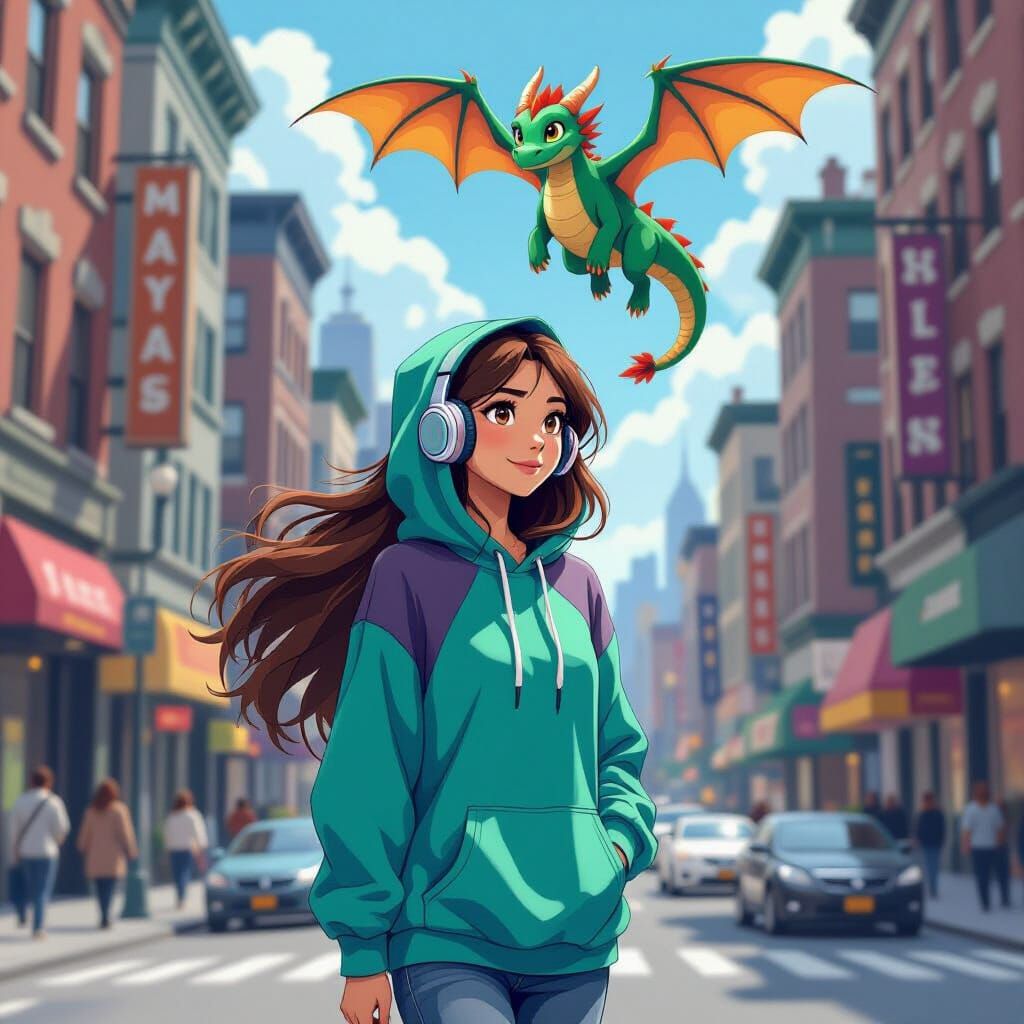 Raya and Sisu in New York City, Animated Style