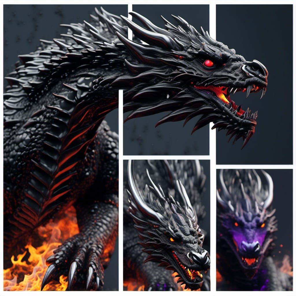 Black Emerald Crystal Dragon in Hyper-Realistic Detail