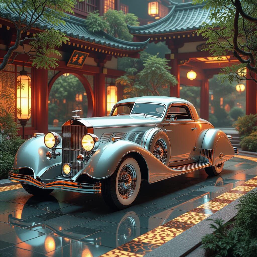 Art deco dream machine Unreal Engine Ukiyo-e intricately detailed