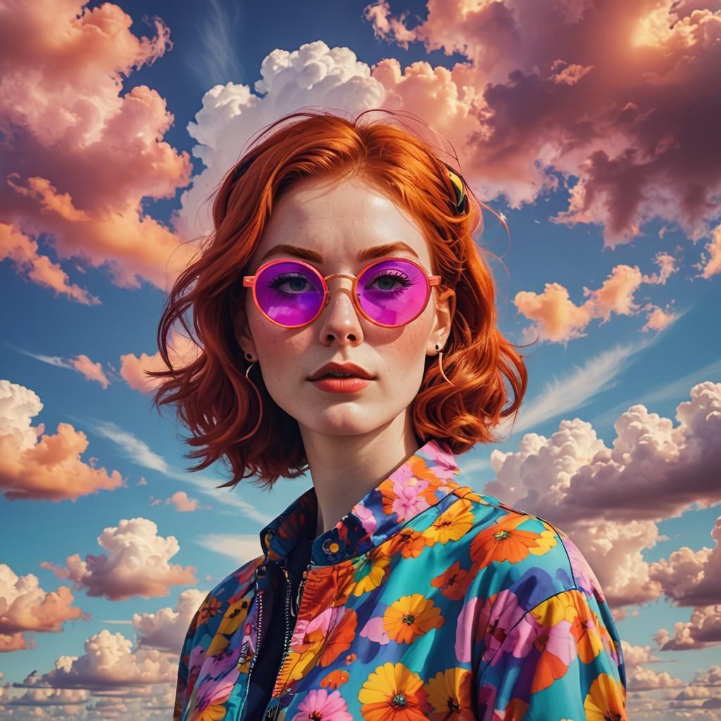 Ginger Haired Girl with Retro Glasses