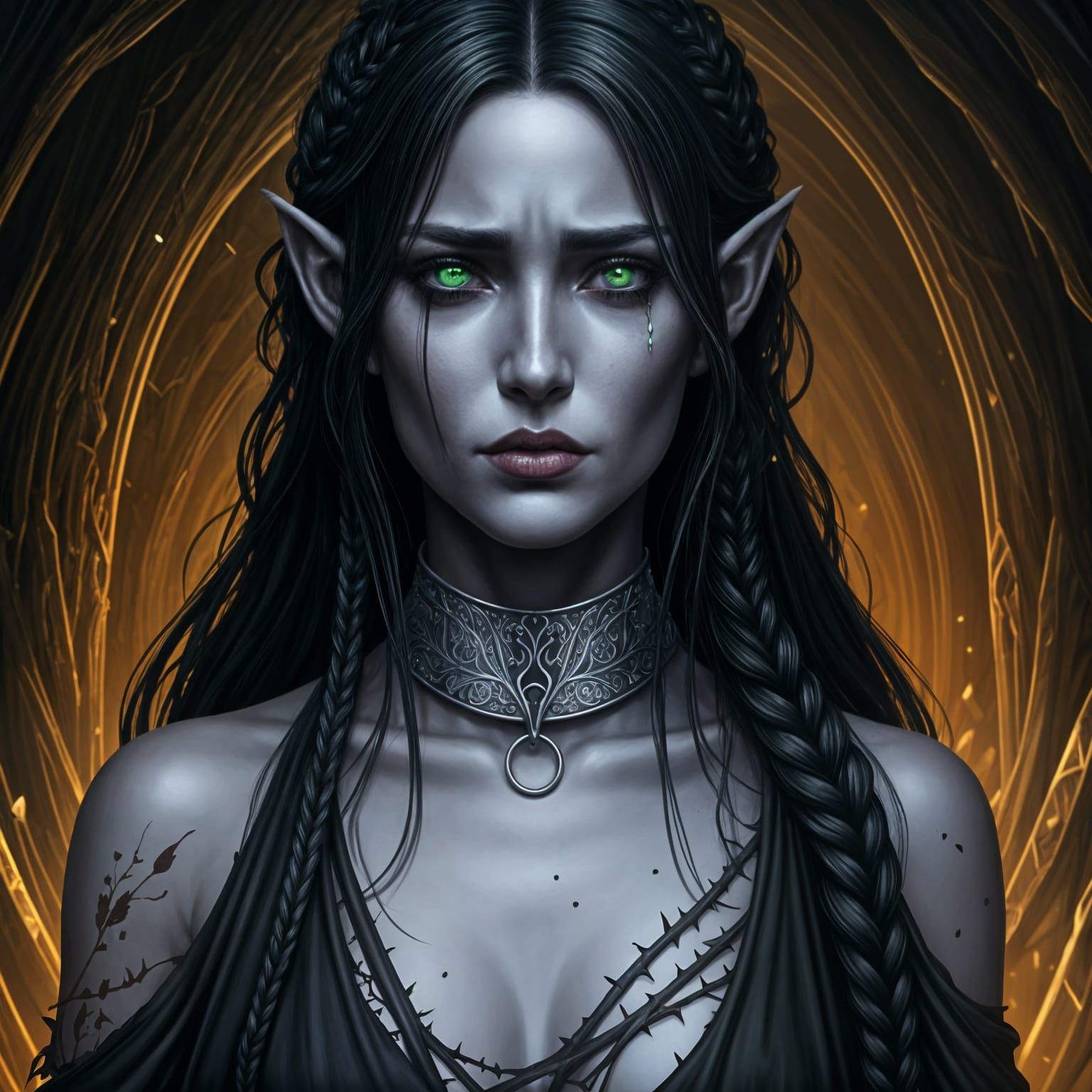 Sorrowful Drow Slave in Crystal Cavern