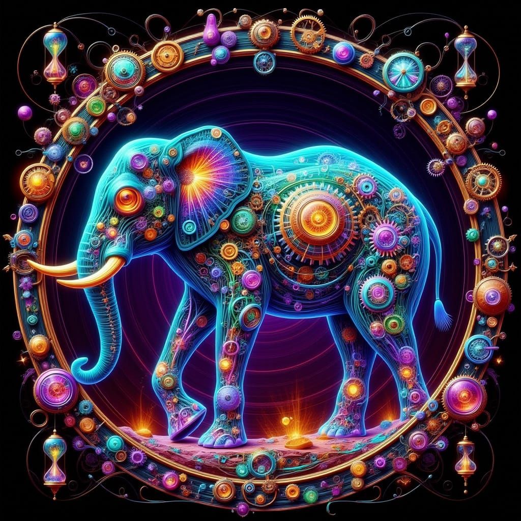 Steampunk Elephant in Victorian Time Portal
