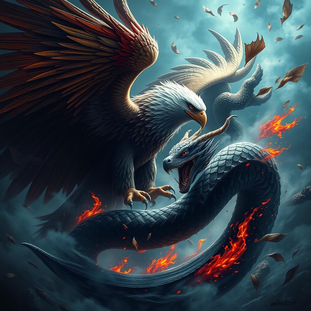 Eagle vs Serpent: A Majestic Matte Painting