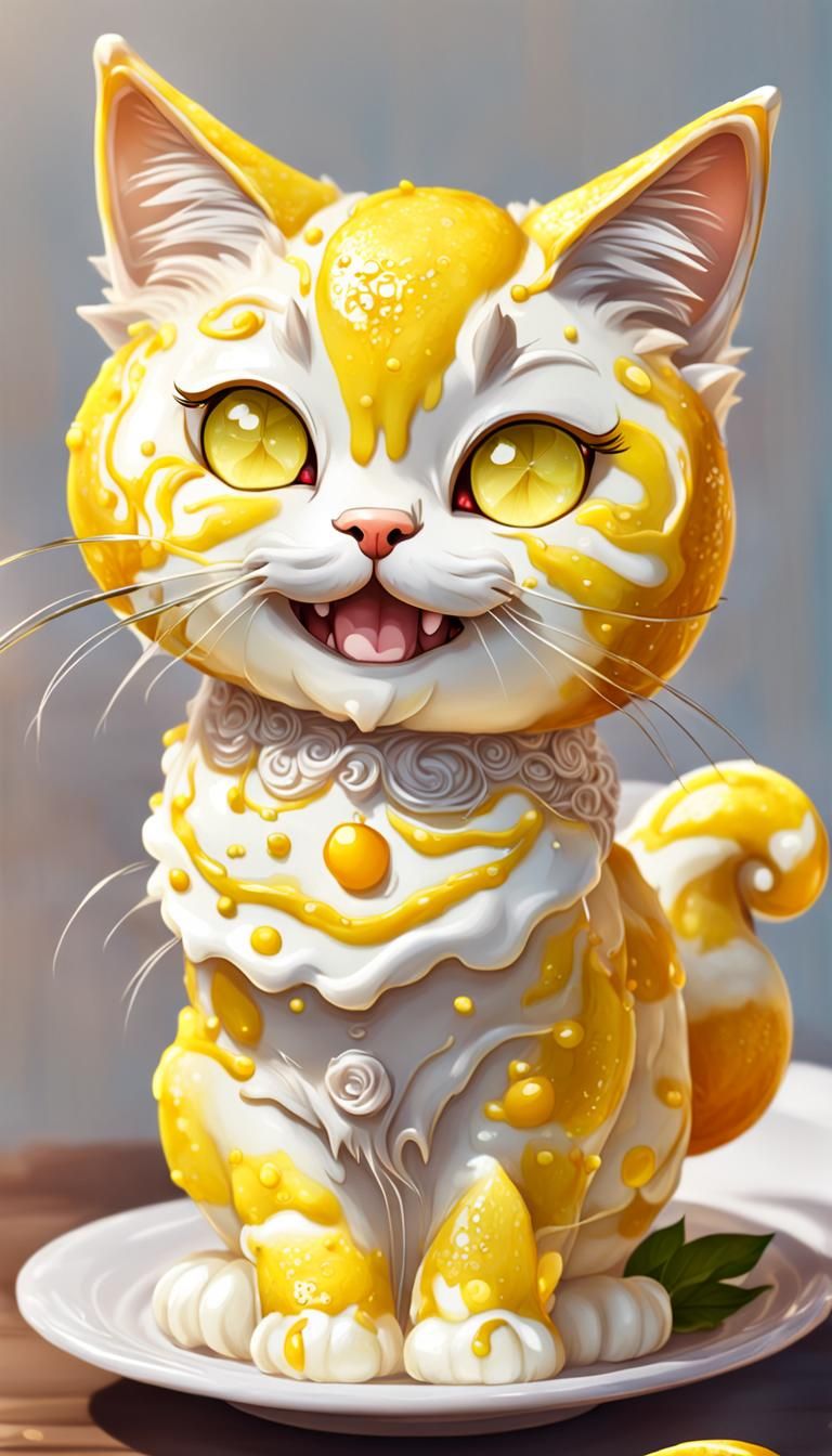 Lemon and Whipped Cream Anime Cat