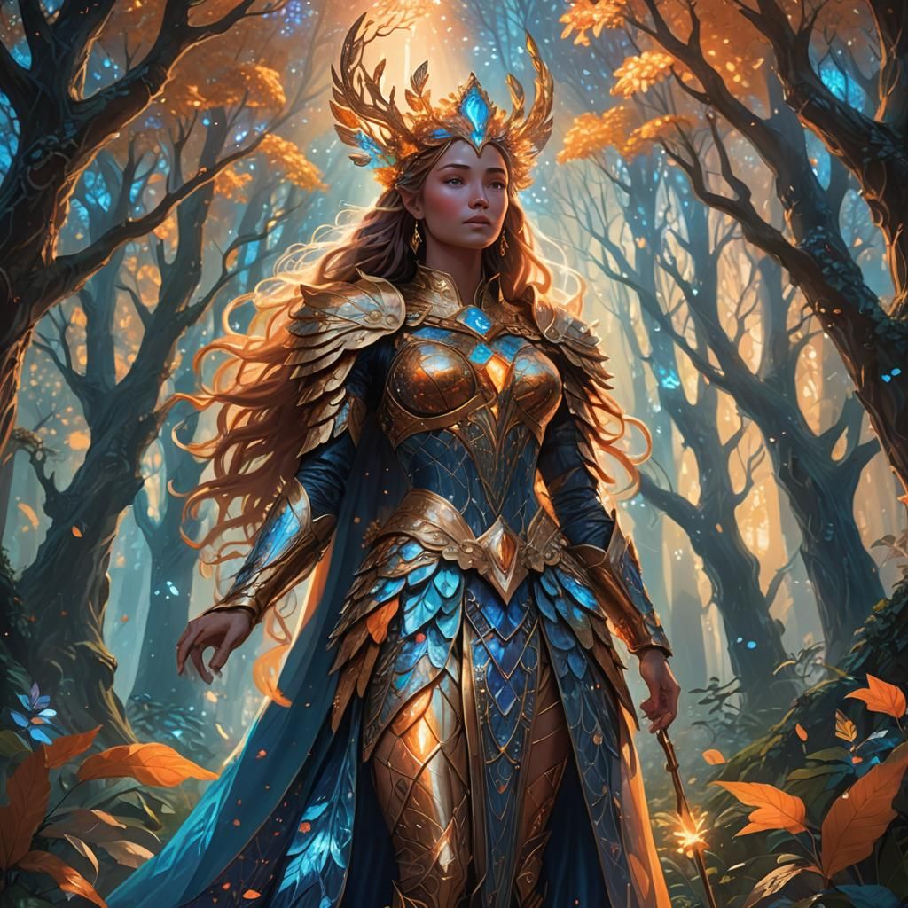 Goddess in Enchanted Forest Fantasy Art