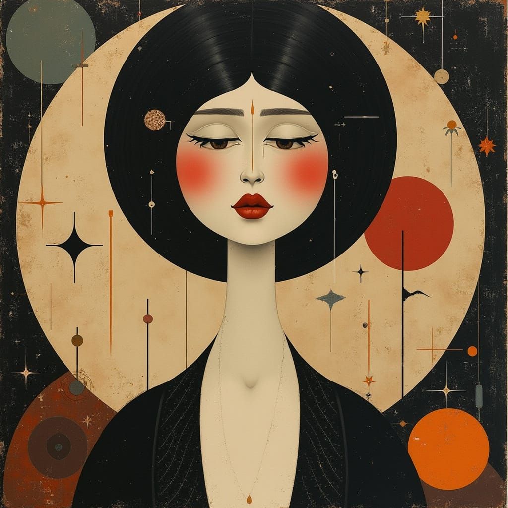 Surreal Abstract Portrait in Art Deco Cubist Style