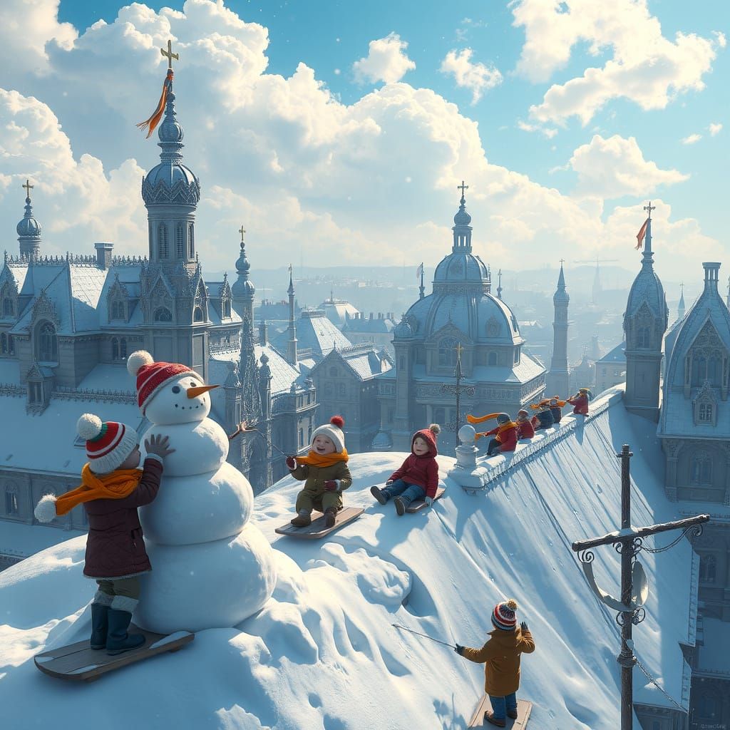 Winter Wonderland Scene in Cyberpunk Style