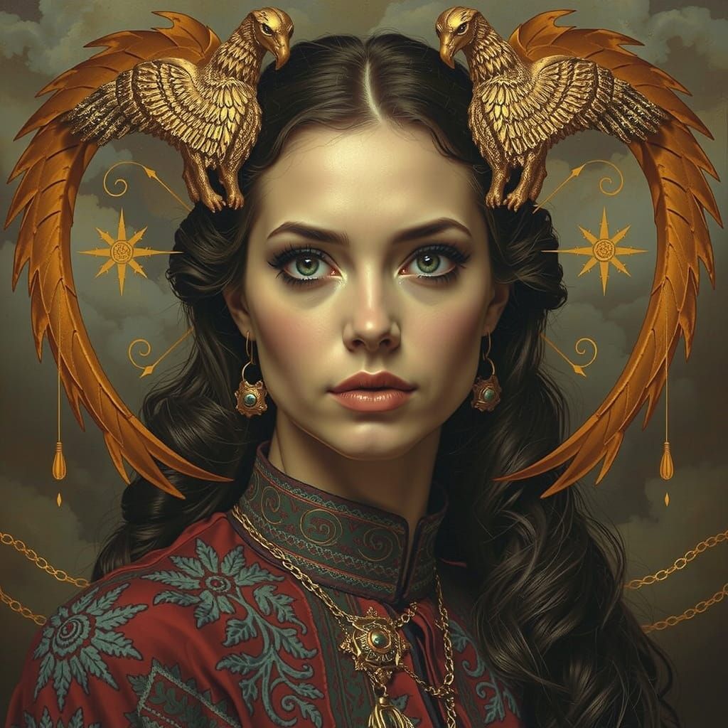 Enigmatic Woman in Dreamlike, Hyperrealistic Futurism