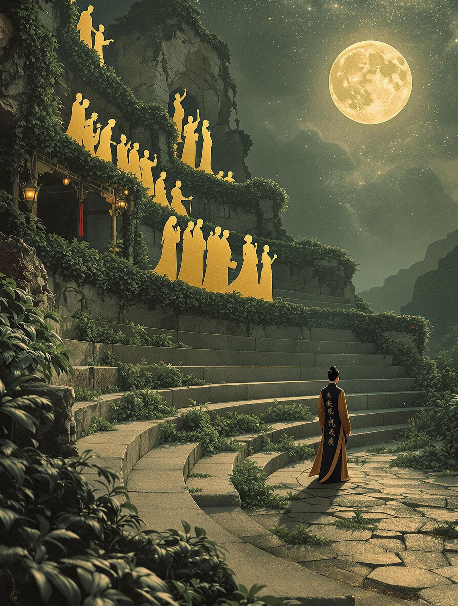 Golden Silhouettes in a Forgotten Amphitheater