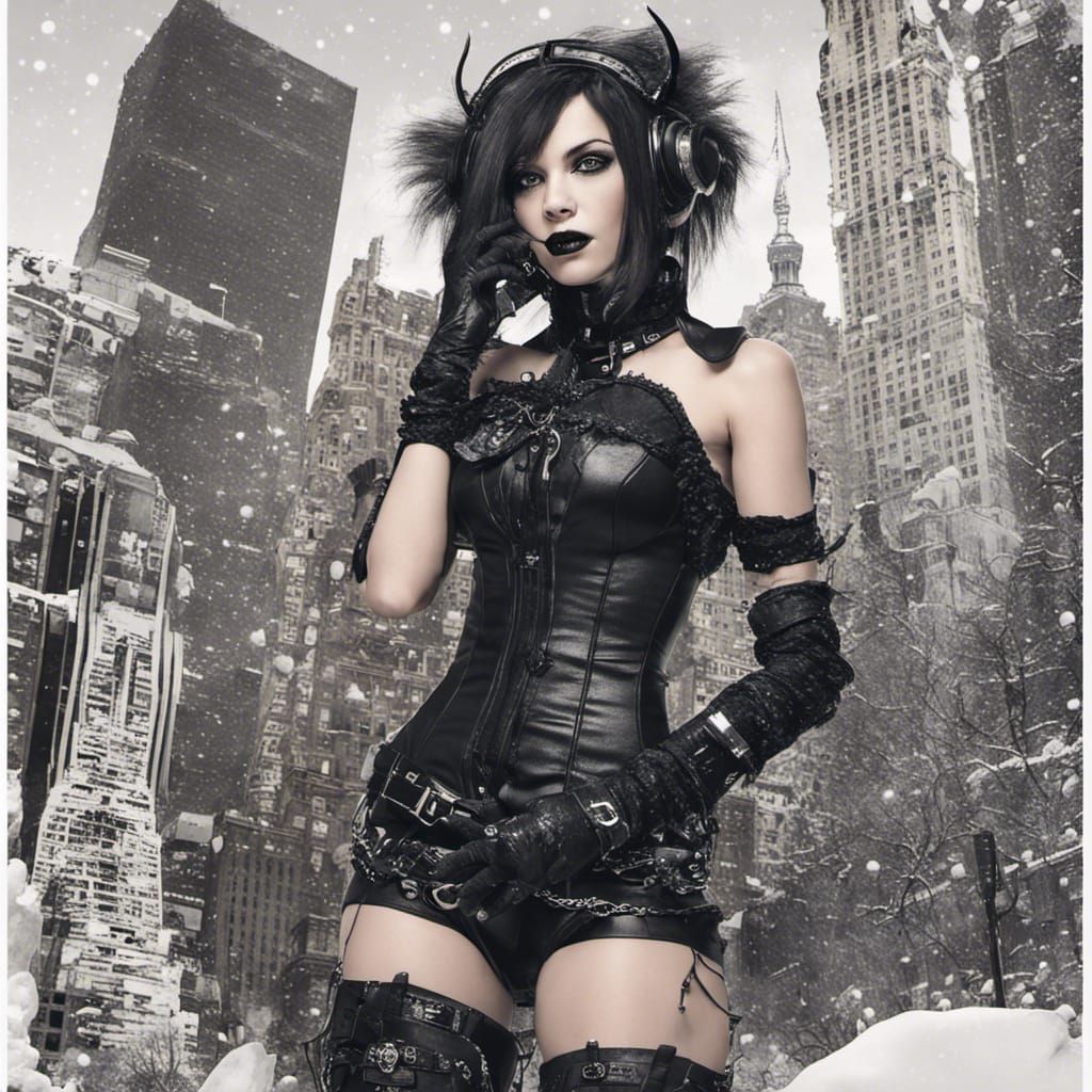 Vampire Goth in Cyberpunk New York, Digital Art