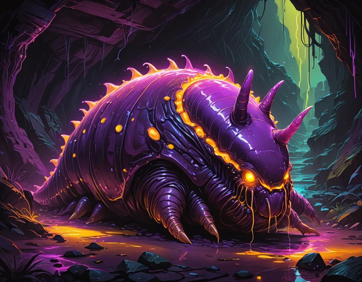 Radioactive Slug: Neon Dark Fantasy Concept Art