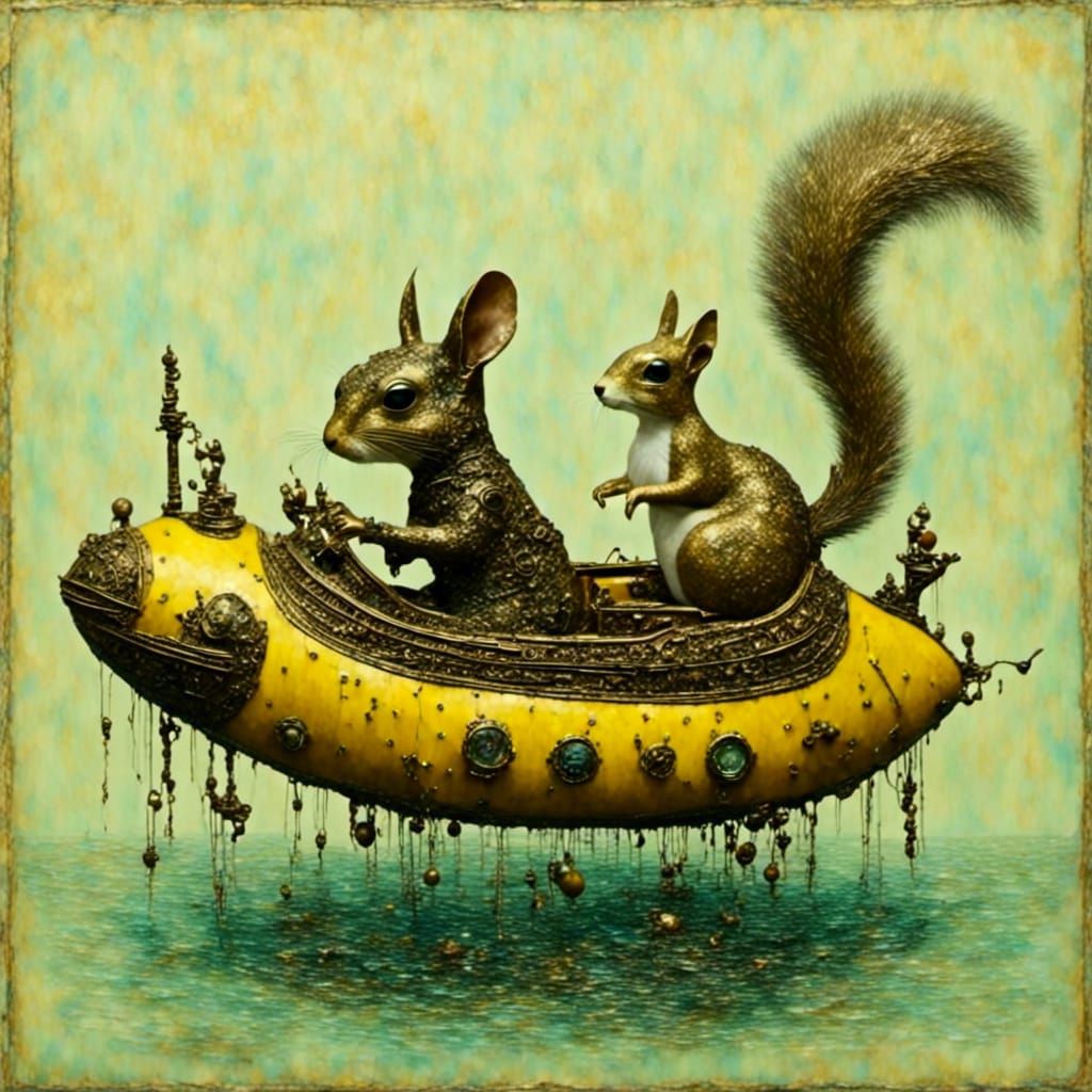 Alien Squirrel in Yellow Submarine Downriver