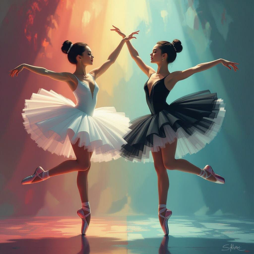 Dynamic Ballerinas in Flight: Hyperrealistic Digital Art