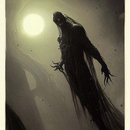 Horrific Vampire Alien in Gothic Horror Style
