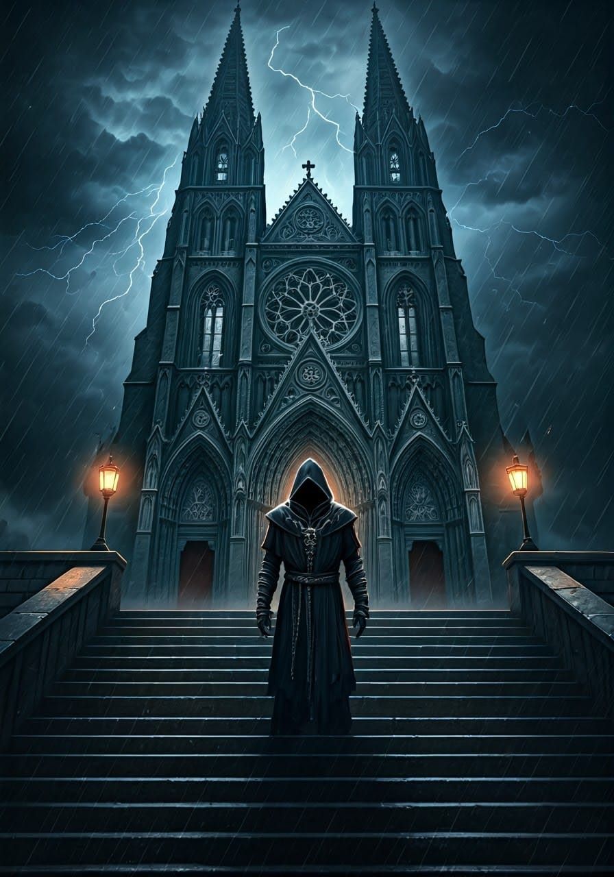 Gothic Cathedral in Stormy Weather