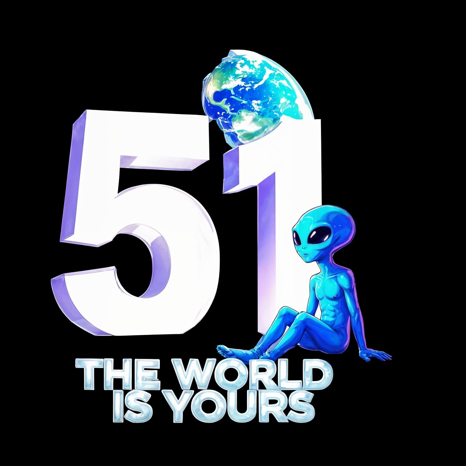 Alien Gazes at Earth from Number 51, Purple Skies