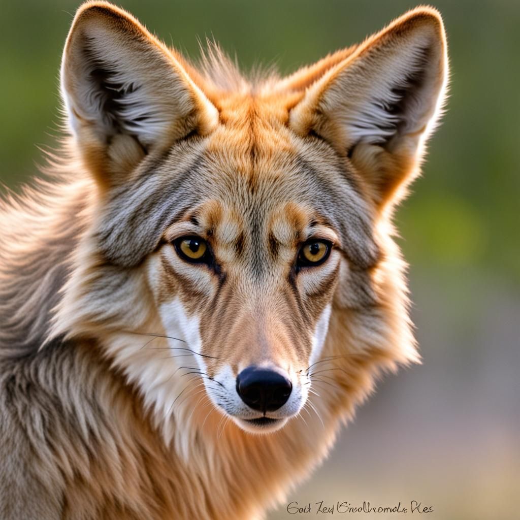 Blond Coyote Mom with Light Brown Eyes