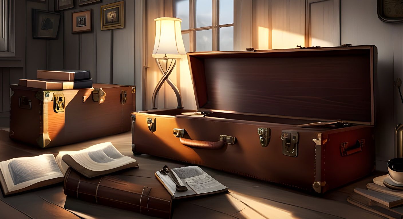 Nostalgic Attic Scene with Grandparent and Grandchild