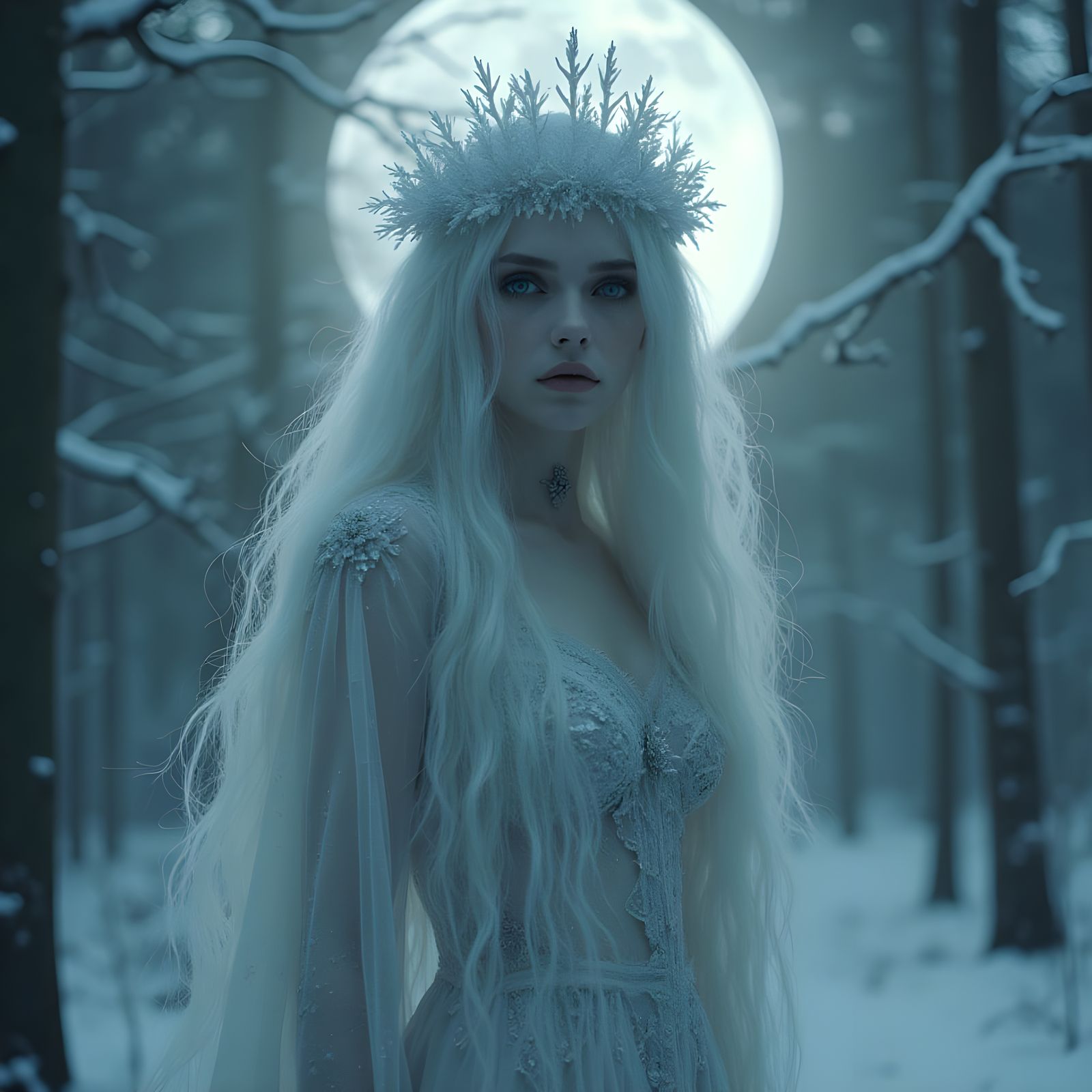 Banshee in Winter Forest: Gothic Art
