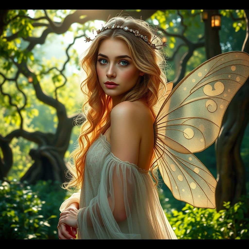 Ethereal Fairy Goddess in Sunset Hues
