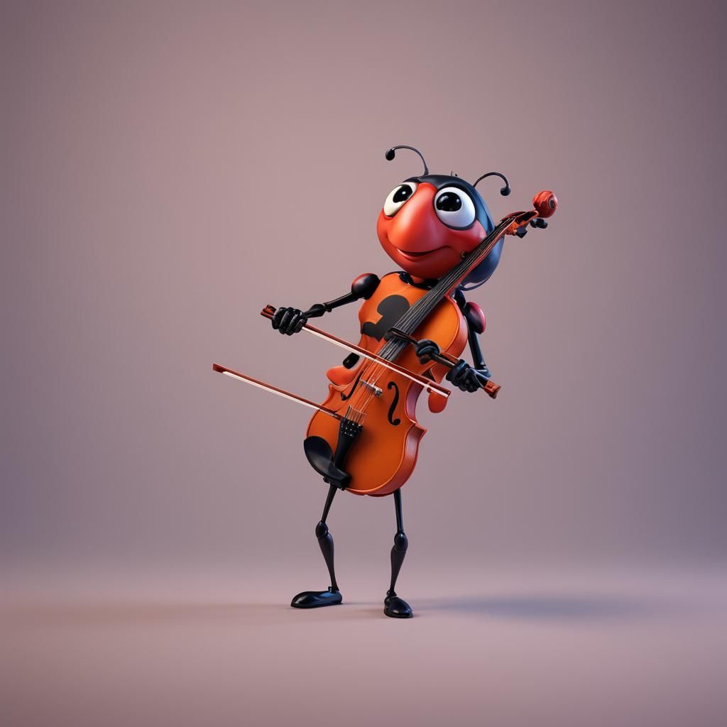 Ladybug Violinist: Pixar-Style 3D Art