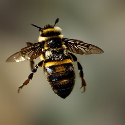 Hyperrealistic Bumblebee on Honeycomb in Sepia Tone