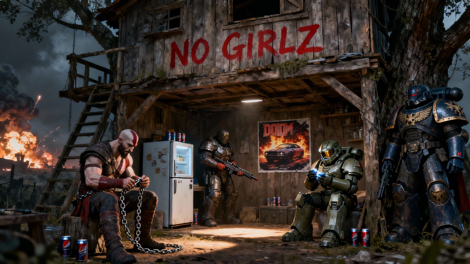 Gaming Icons Clash in Gritty Treehouse Fortress